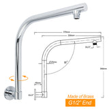 Shower Heads & Screens: WELS Chrome Round 10" Rainfall Shower Head + 360° Swivel Gooseneck Wall Arm Set