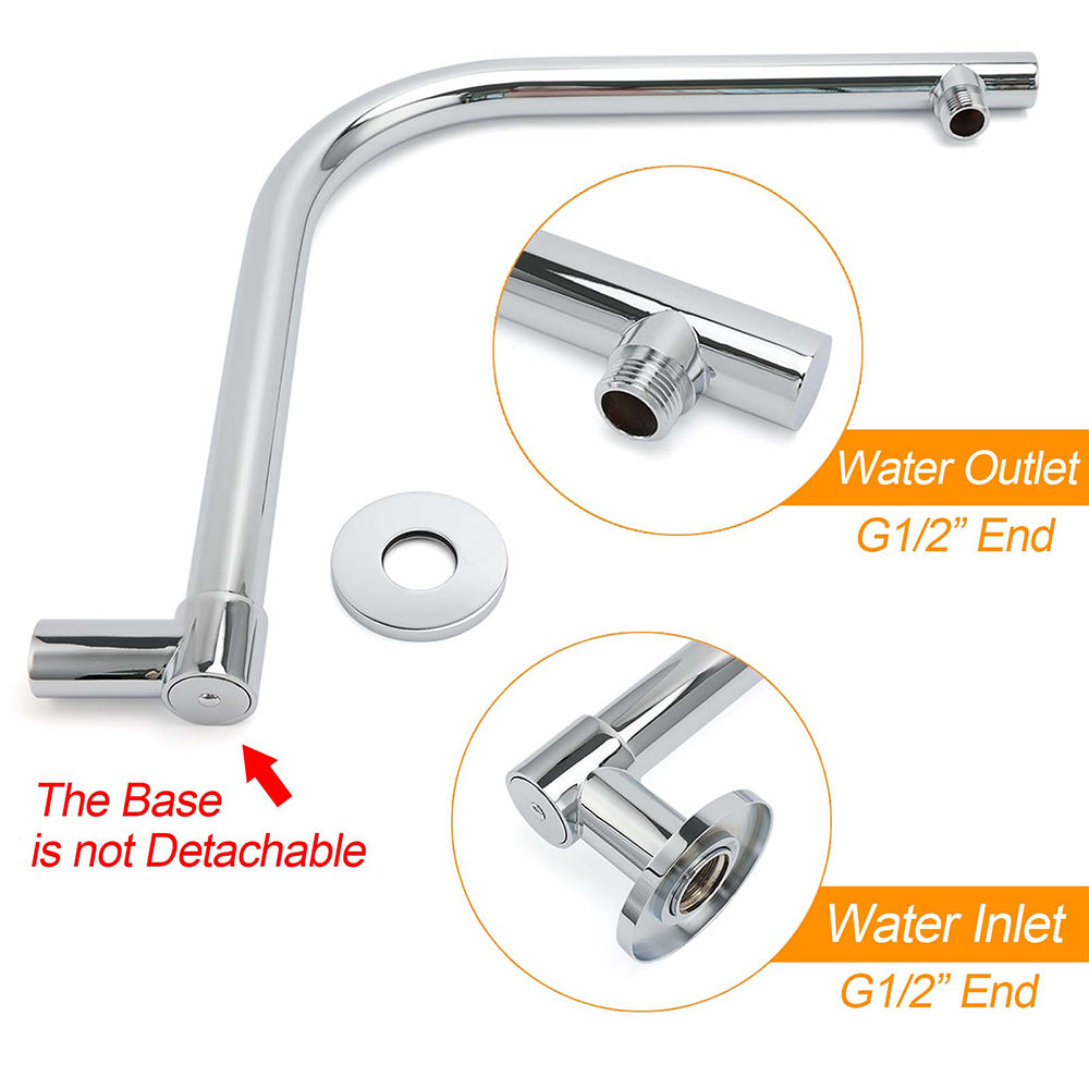 Shower Heads & Screens: WELS Chrome Round 10" Rainfall Shower Head + 360° Swivel Gooseneck Wall Arm Set