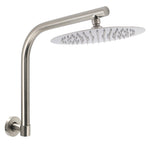 Shower Heads & Screens: Brushed Nickel 10" Round Rainfall Shower Head 360°Swivel Gooseneck Wall Arm Set