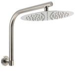 Shower Heads & Screens: Brushed Nickel 12" Round Rainfall Shower Head 360°Swivel Gooseneck Wall Arm Set