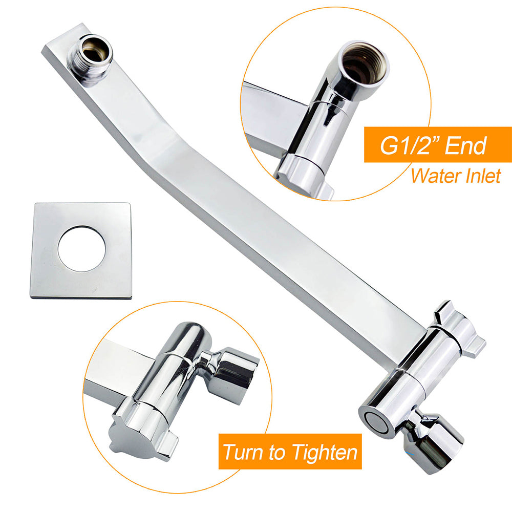 Shower Heads & Screens: Square Chrome Brass Up & Down Adjustable Wall Mounted Shower Arm For Shower Head