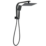 Shower Heads & Screens: Matt Black 8" SUS Shower Head 3 Modes Handheld Gooseneck Arm Square 2in1 Set