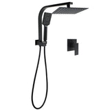 Shower Heads & Screens: WELS Matt Black 8" Shower Head 3 Modes Handheld Gooseneck Arm Square 2in1 Set Mixer
