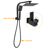 Shower Heads & Screens: WELS Matt Black 8" Shower Head 3 Modes Handheld Gooseneck Arm Square 2in1 Set Mixer