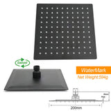 Shower Heads & Screens: WELS Matt Black 8" Shower Head 3 Modes Handheld Gooseneck Arm Square 2in1 Set Mixer