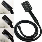 Shower Heads & Screens: WELS Matt Black 8" Shower Head 3 Modes Handheld Gooseneck Arm Square 2in1 Set Mixer