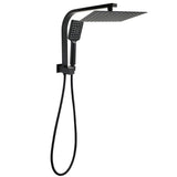 Shower Heads & Screens: Matt Black Square 10" SUS Shower Head 3 Modes Handheld Gooseneck Arm Twin Set