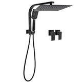 Shower Heads & Screens: Matt Black Twin Set 12" Large Shower Head 3 Modes Handheld Gooseneck Arm Wall Taps