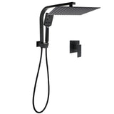 Shower Heads & Screens: Matt Black Twin Set 12" Large Shower Head 3 Modes Handheld Gooseneck Arm Wall Mixer