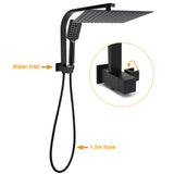 Shower Heads & Screens: Matt Black Twin Set 12" Large Shower Head 3 Modes Handheld Gooseneck Arm Wall Mixer