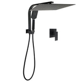 Shower Heads & Screens: Matt Black Twin Set 16" Extra Large Shower Head 3 Modes Handheld Gooseneck Arm Wall Mixer