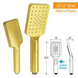 Shower Heads & Screens: WELS Brushed Gold Twin Shower 8" Rain Head Handheld Diverter Wall Arm Square