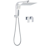 Shower Heads & Screens: WELS Chrome 2in1 10" Square Rain Shower Head Handheld Spray Diverter Wall Arm Taps Set