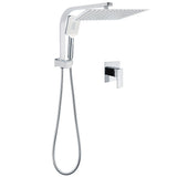 Shower Heads & Screens: WELS Square Chrome 12" Shower Head 3 Mode Handheld Diverter Wall Arm 2in1 Set + Mixer
