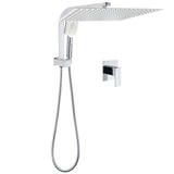 Shower Heads & Screens: WELS Square Chrome 16" Large Shower Head 3 Mode Handheld Diverter Wall Arm 2in1 Set + Mixer