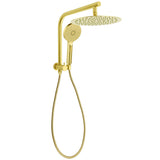 Shower Heads & Screens: Brushed Gold Round 12" Rain Shower Head 3 Mode Handheld Diverter Wall Arm Set