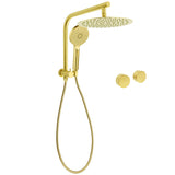 Shower Heads & Screens: WELS Brushed Gold Large 12" Rain Shower Head 3 Mode Handheld Diverter Twin Taps Combo