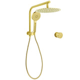 Shower Heads & Screens: Brushed Gold 2in1 Round 12" Rain Shower Head 3 Mode Handheld Diverter Wall Arm Mixer Set