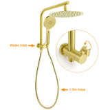 Brushed Gold 2in1 Round Large 12" Rain Shower Head 3 Mode Handheld Wall Arm Bath Mixer