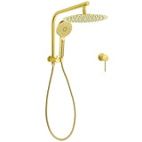 Shower Heads & Screens: WELS Brushed Gold 2in1 Set Round Large 12" Rain Shower Head 3 Mode Handheld Wall Arm Small Face Mixer