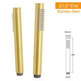Shower Heads & Screens: WELS Brushed Gold Round Twin Shower Head Set Diverter Wall Arm Stainless Steel Handheld Rose