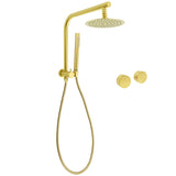 Shower Heads & Screens: WELS Brushed Gold Round 2in1 Shower Head Set Ergonomic Handheld Gooseneck Arm Twin Taps
