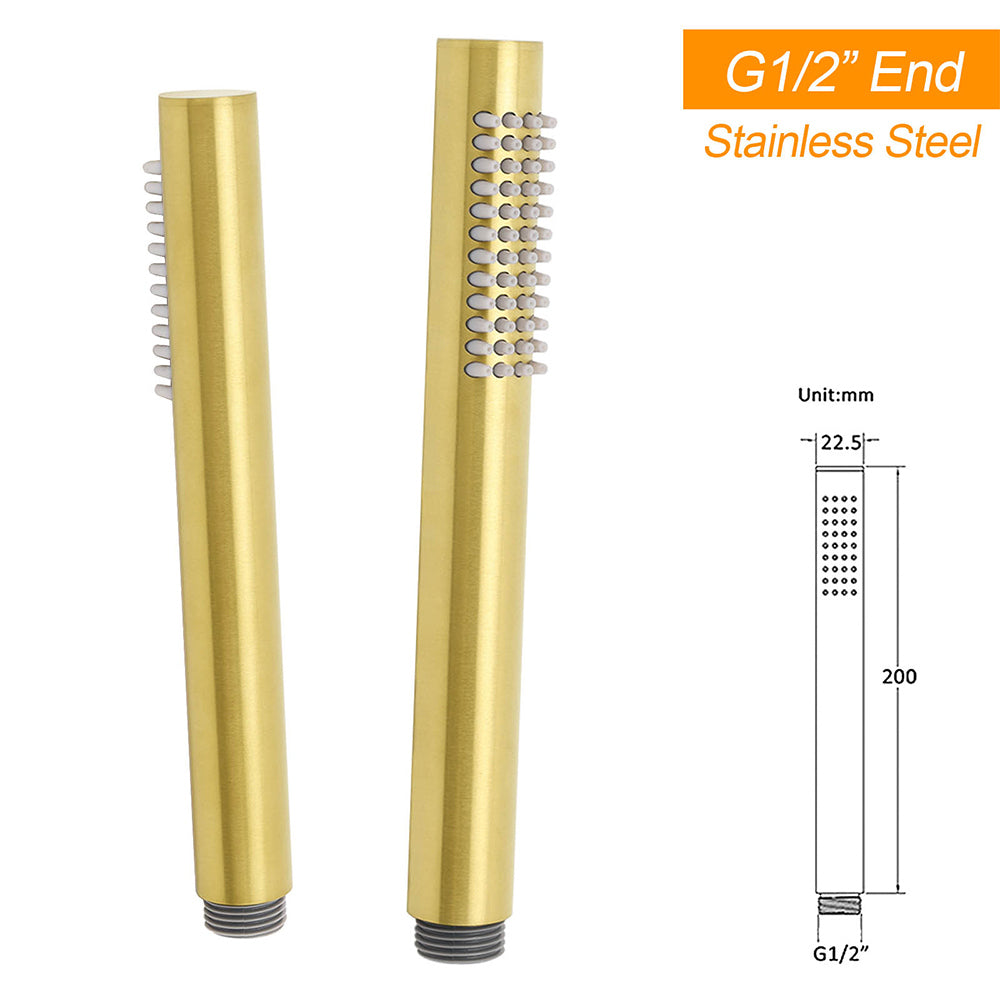 Shower Heads & Screens: WELS Brushed Gold Round 12" Rain Shower Head Stainless Steel Handheld Diverter Wall Arm Set