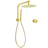 Shower Heads & Screens: Brushed Gold 2in1 Round 12" Rain Shower Head Single Mode Handheld Diverter Wall Arm Mixer Set