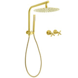 Shower Heads & Screens: Brushed Gold 2in1 Round Large 12" Rainfall Shower Head Metal Handheld Wall Arm Bath Mixer