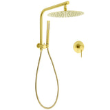 Shower Heads & Screens: Brushed Gold Round Large 12" Rain Shower Head Stainless Steel Spray Handheld Wall Arm Mixer Set