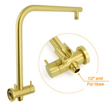 Shower Heads & Screens: Brushed Gold Round Large 12" Rain Shower Head Stainless Steel Spray Handheld Wall Arm Mixer Set