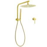Shower Heads & Screens: Brushed Gold Round Large 12" Rain Shower Head Stainless Steel Spray Handheld Wall Small Face Mixer Set