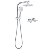 Shower Heads & Screens: WELS Twin Shower 8" Round Chrome Head 3 Mode Handheld Rose Gooseneck Arm Taps Set