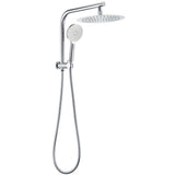 Shower Heads & Screens: WELS 10" Rain Shower Head Handheld Sliding Rail DIY Twin Set Chrome Round