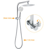 Shower Heads & Screens: WELS 10" Rain Shower Head Handheld Sliding Rail DIY Twin Set Chrome Round