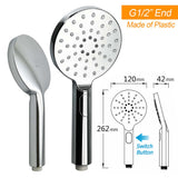 Shower Heads & Screens: WELS 10" Rain Shower Head Handheld Sliding Rail DIY Twin Set Chrome Round