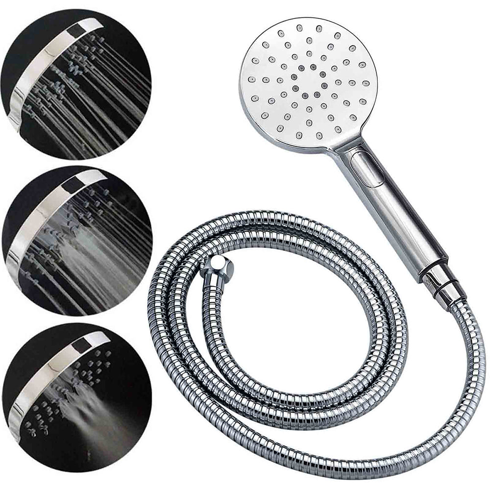 Shower Heads & Screens: Chrome 2in1 Round Shower Head Set 12" Rainfall & 3 Mode Handheld Gooseneck Arm