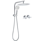 Shower Heads & Screens: WELS Chrome Double Round Shower Head Set 12" Rainfall & 3 Mode Handheld Gooseneck Arm Twin Taps