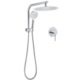 Shower Heads & Screens: WELS Chrome Double Round Shower Head Set 12" Rainfall & 3 Mode Handheld Gooseneck Arm Mixer