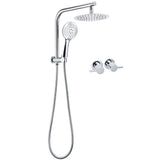Shower Heads & Screens: WELS Twin Shower Set 8" Rain Head 3 Modes Handheld Diverter Gooseneck Wall Arm + Taps