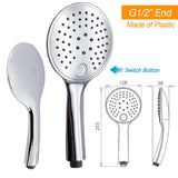 Shower Heads & Screens: Round Chrome 10" 2in1 Shower Head 3 Mode Handheld Gooseneck Wall Arm Diverter