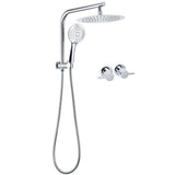 Shower Heads & Screens: WELS Round Chrome 10" Dual Shower Head 3 Mode Handheld Gooseneck Wall Arm Twin Taps Set