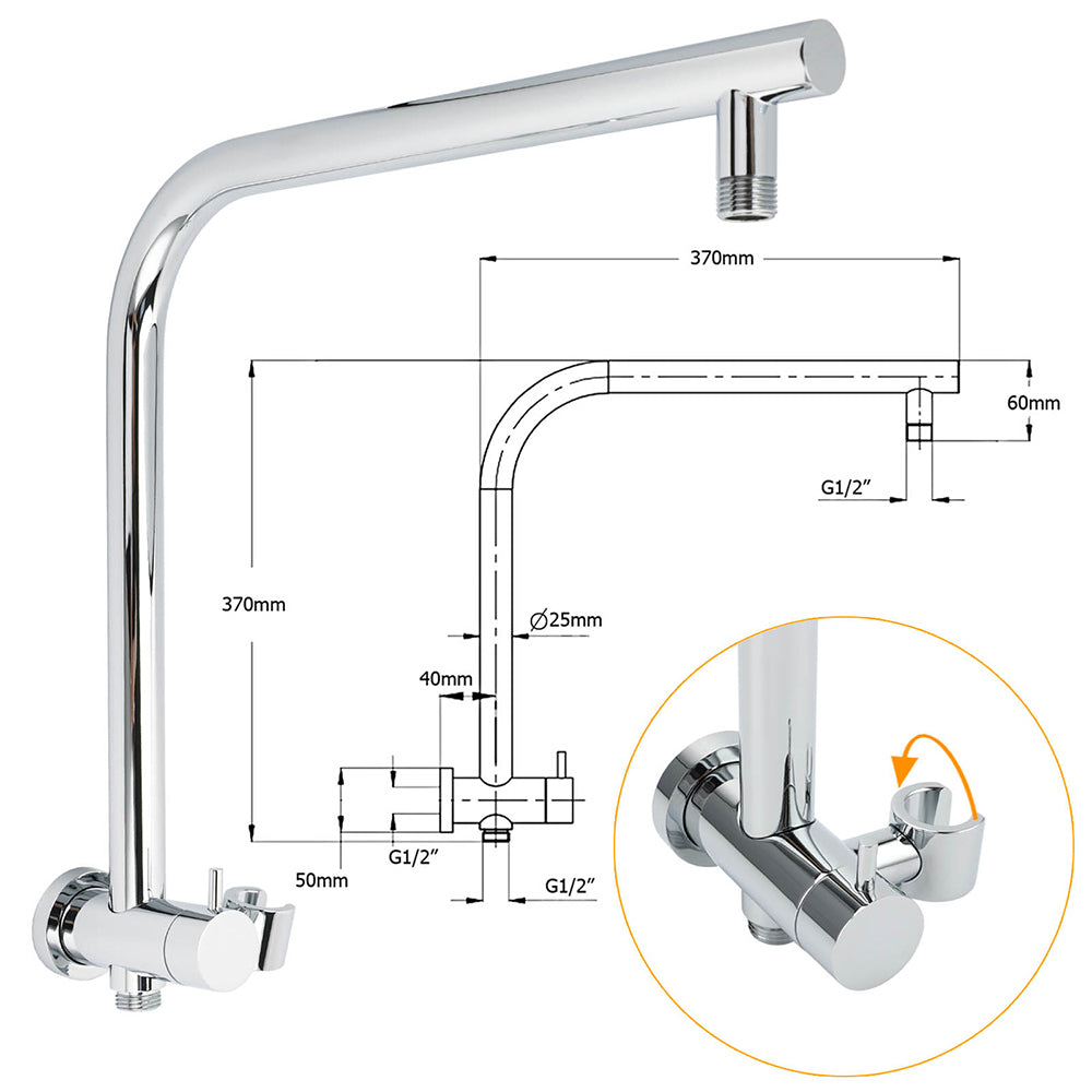 Shower Heads & Screens: WELS Round 9" Twin Shower Head 3 Mode Handheld Gooseneck Wall Arm 2 in 1 Combo Mixer Set