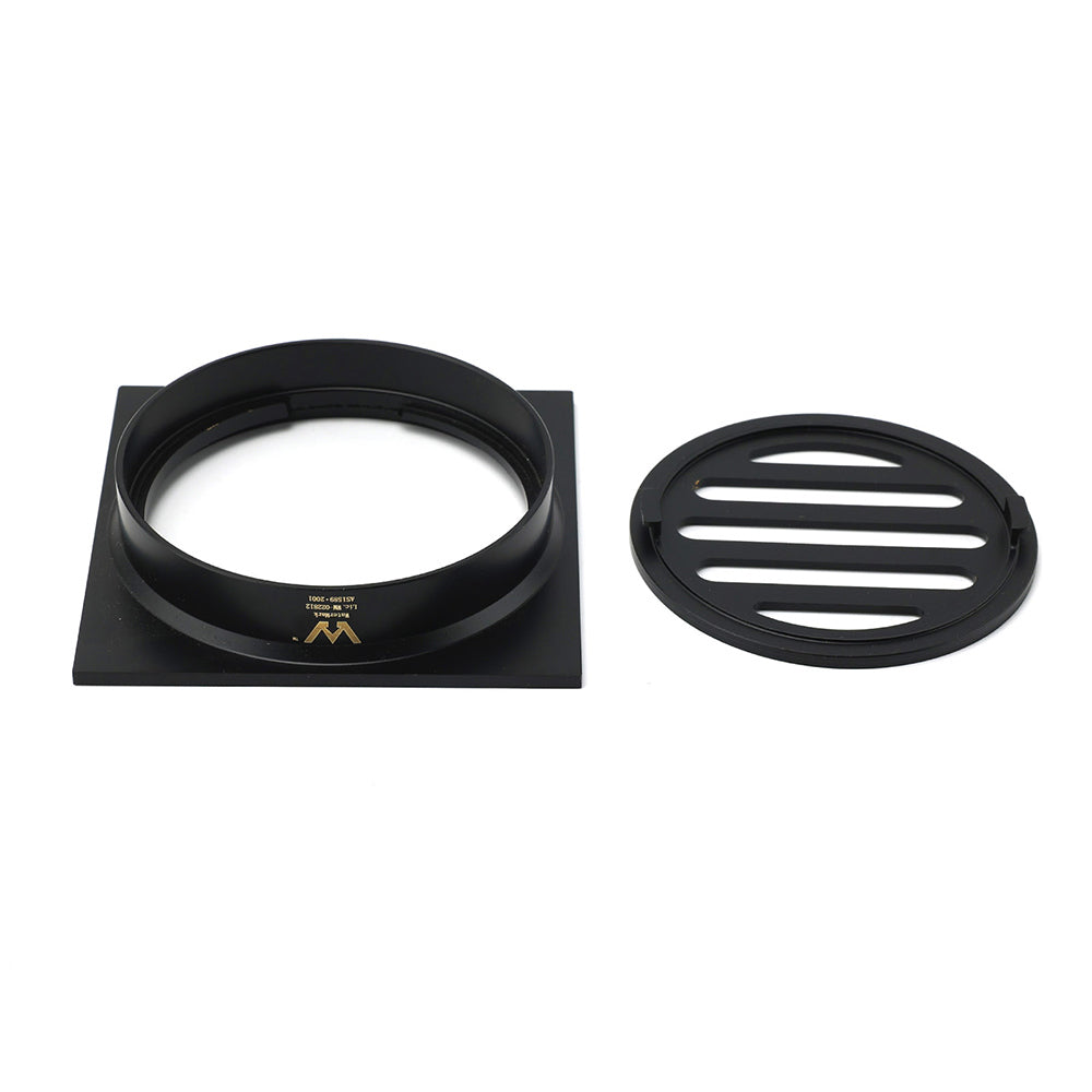 Shower Heads & Screens: Matt Black Stainless Steel 85x85mm Small Square Shower Grate Floor Drain 72mm Outlet