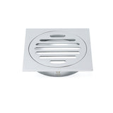 Shower Heads & Screens: Chrome Stainless Steel 110mm Small Square Shower Grate Floor Drain 95mm Outlet