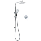 Shower Heads & Screens: WELS Chrome Double Square 8" Shower Head Set 3 Function Handheld Rail Arm Mixer