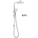 Shower Heads & Screens: Chrome 250mm Rain Shower Head Round Handheld Sliding Rail Diverter Arm Twin Taps Set