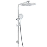 Shower Heads & Screens: WELS Double Round Shower Head Handheld Sliding Rail Arm Chrome 12" Rainfall Set