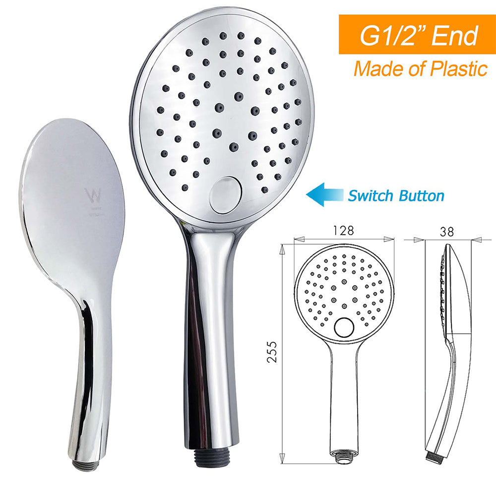 Shower Heads & Screens: WELS Double Round Shower Head Handheld Sliding Rail Arm Chrome 12" Rainfall Set