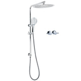 Shower Heads & Screens: WELS Double Round Shower Head Handheld Sliding Rail Arm Chrome 12" Rainfall Twin Taps Set